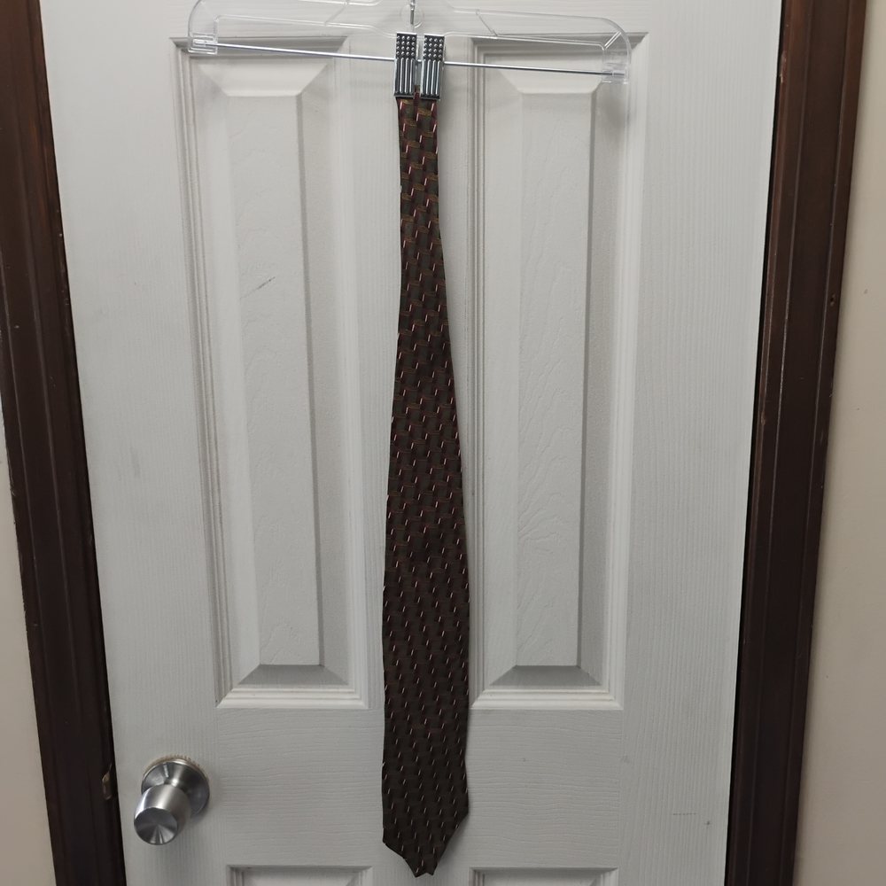 Gianfranco Ruffini Green and Burgundy Men's Tie